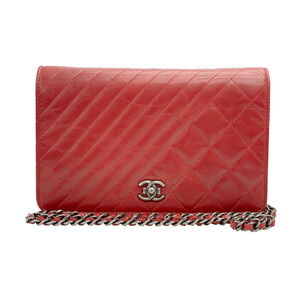 CHANEL Matelasse Boy Chain Shoulder Bag Bag Shoulder Red Calf Leather Matte